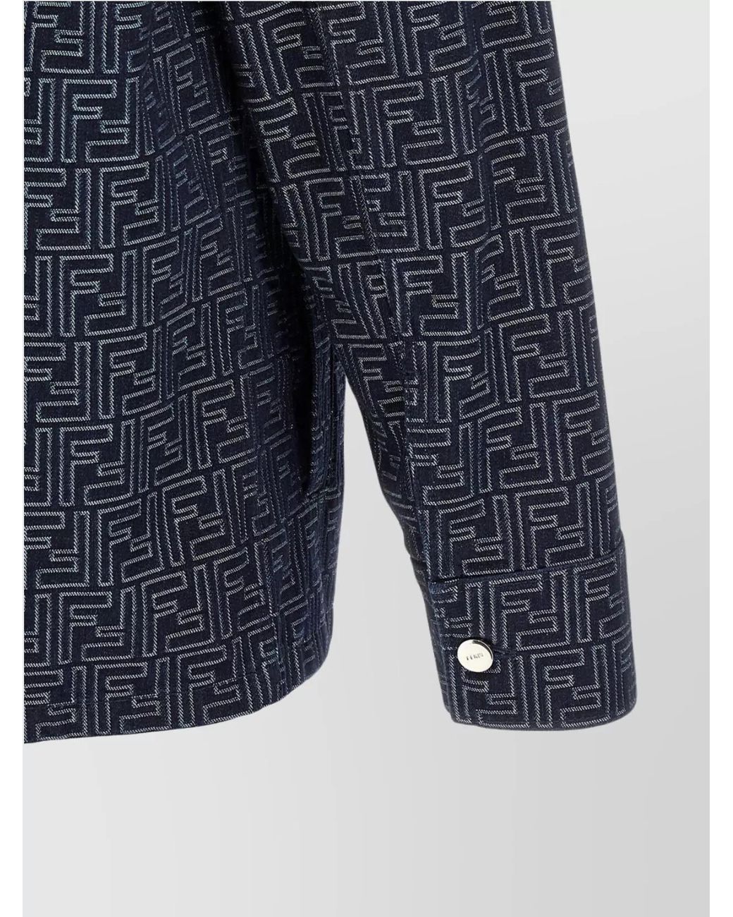 Fendi Blue Denim Ff Jacquard Shirt Jacket for men