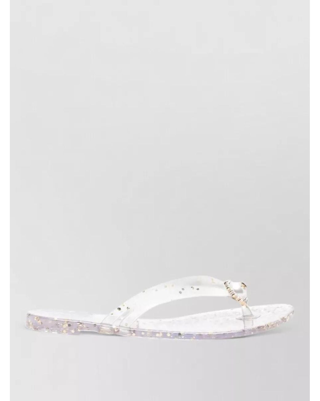 Casadei Natural Embellished Thong Sandals