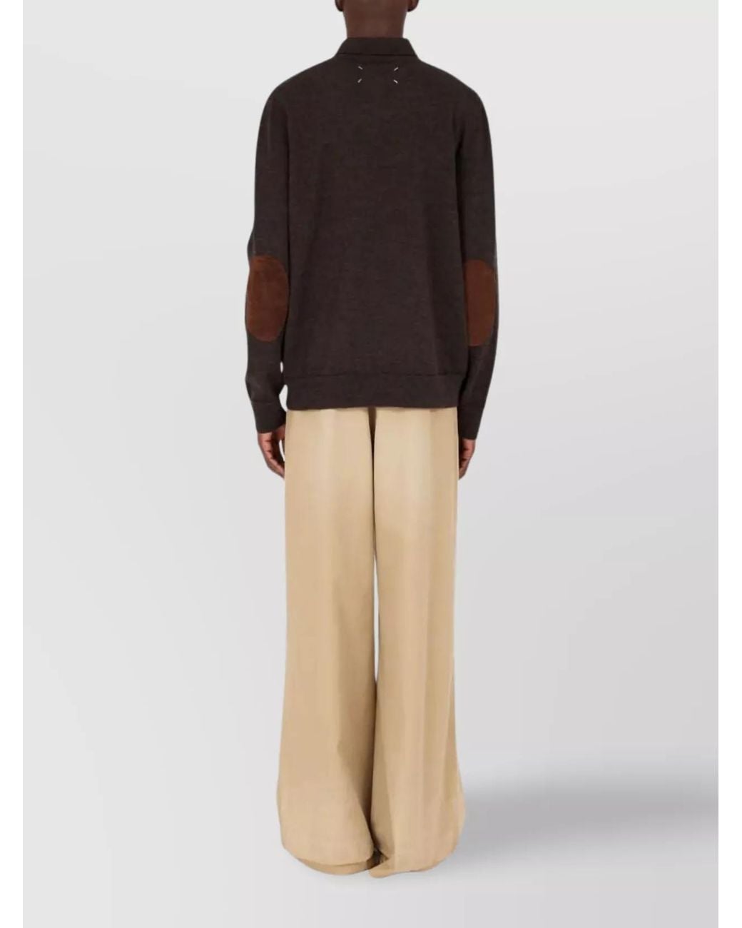Maison Margiela Black Wool Knitted Long-Sleeve Polo Shirt for men