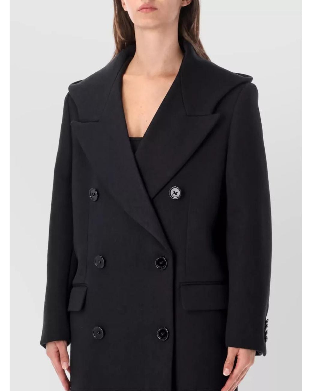 Balenciaga Black Wool Hooded Maxi Double Breasted Coat