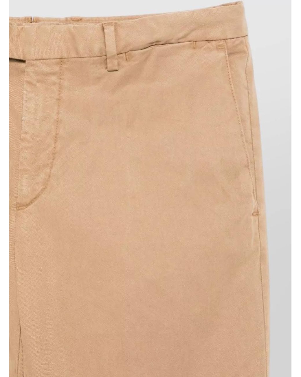Boglioli Natural Tailored Cotton Blend Trousers Belt Loops for men