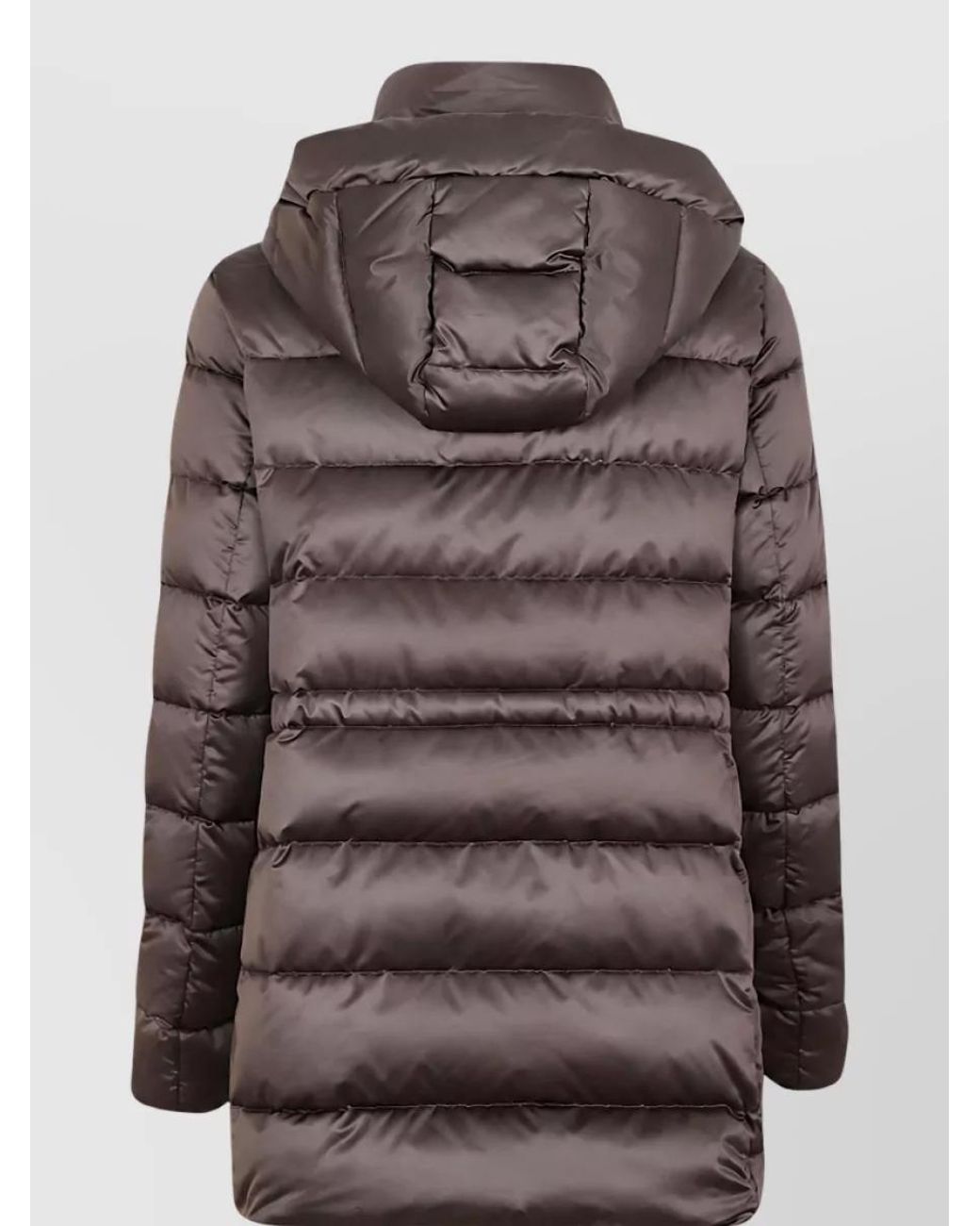 Moorer Brown Longline Quilted Hooded Puffer Jacket