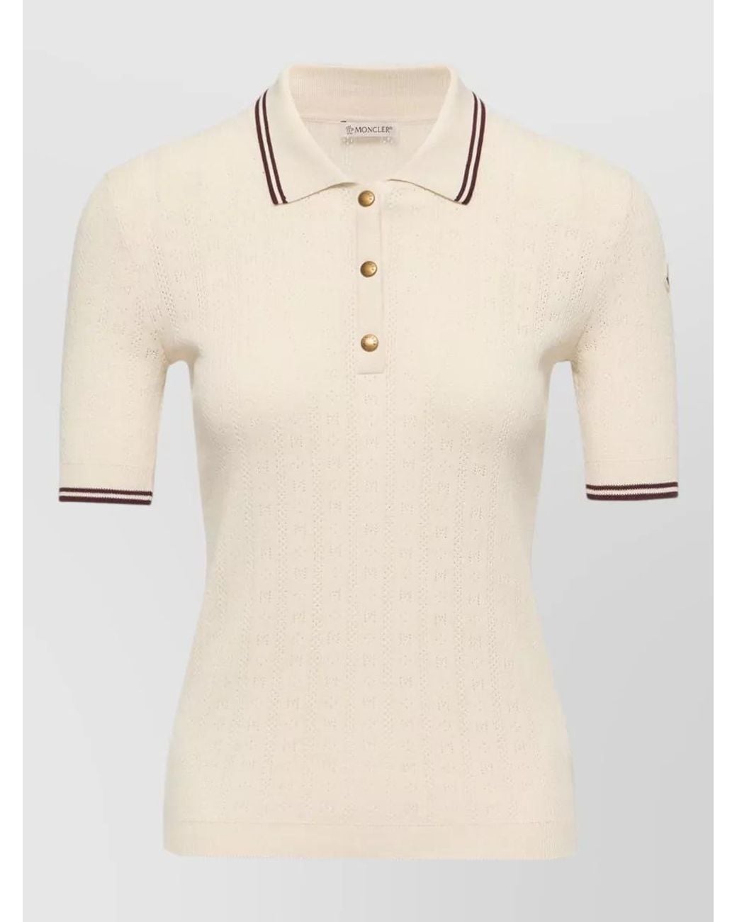 Moncler Natural Cotton Logo Pattern Polo Shirt