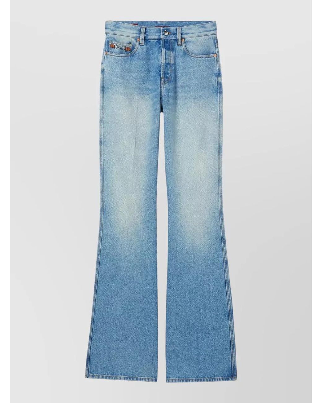 Gucci Blue Denim Mid-Rise Flared Trousers