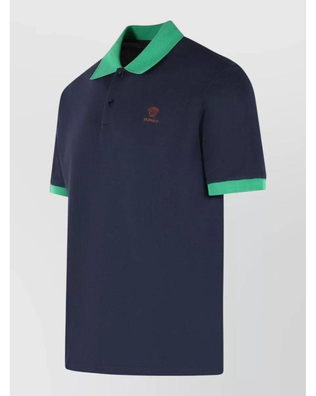 Versace Blue Cotton Slim-Fit Short-Sleeve Polo Shirt for men
