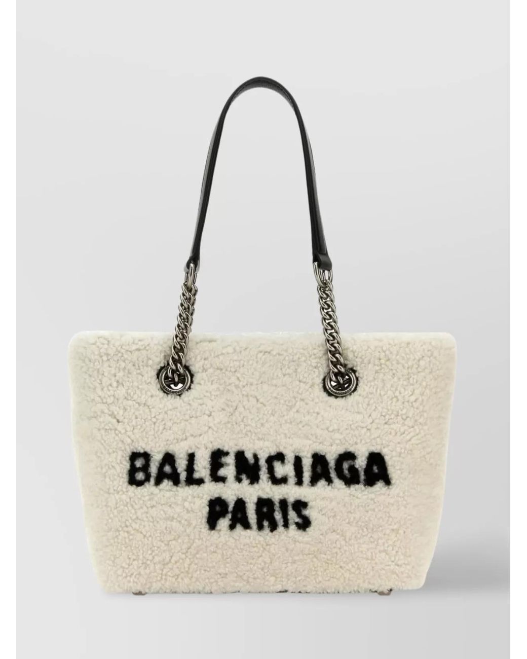 Balenciaga Natural Shopping S Faux Fur Shoulder Bag