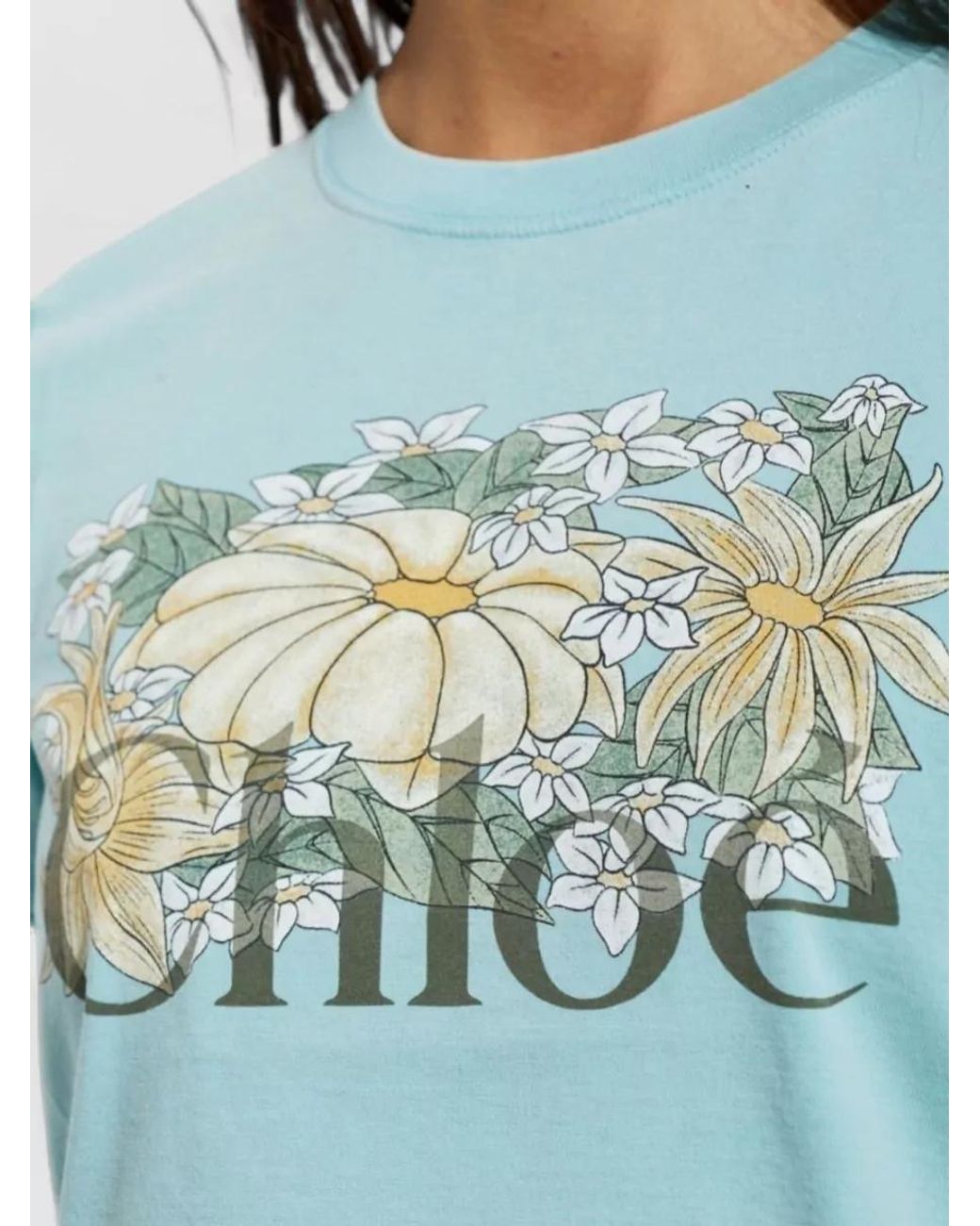 Chloé Blue Cotton Logo-Print Short-Sleeve T-Shirt