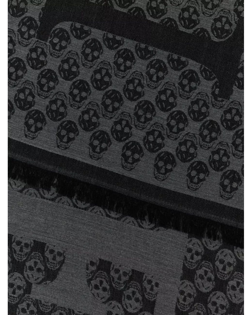 McQueen Black Wool Logo-Embroidered Scarf for men
