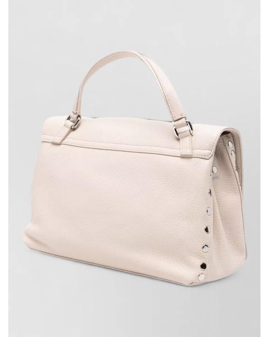 Zanellato Natural Pebbled Leather Stud-Embellished Shoulder Bag