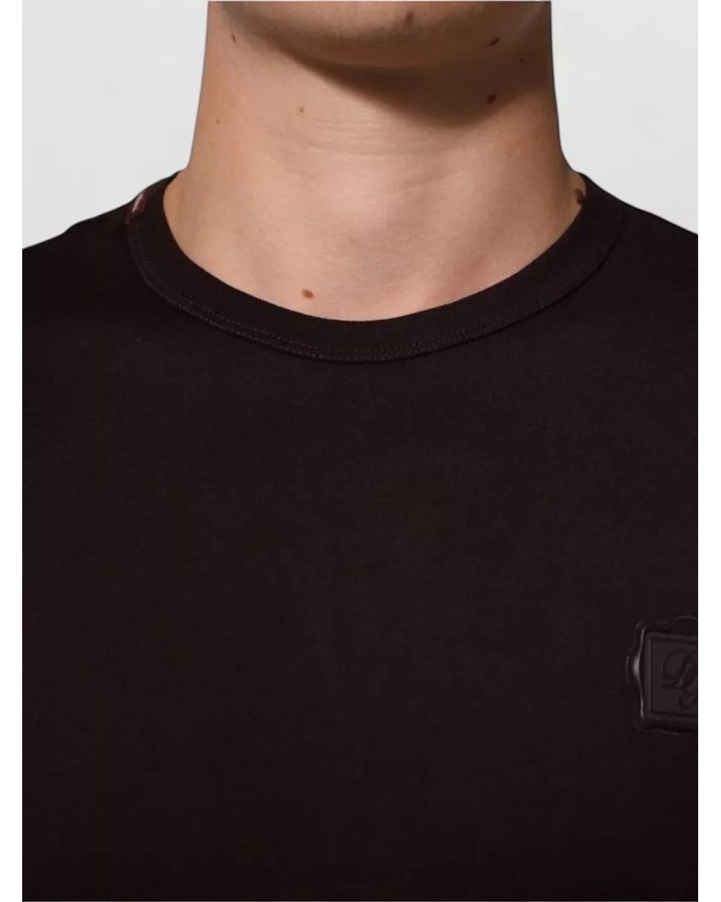Dolce & Gabbana Black Cotton Slim-Fit Logo-Patch Crew-Neck T-Shirt for men