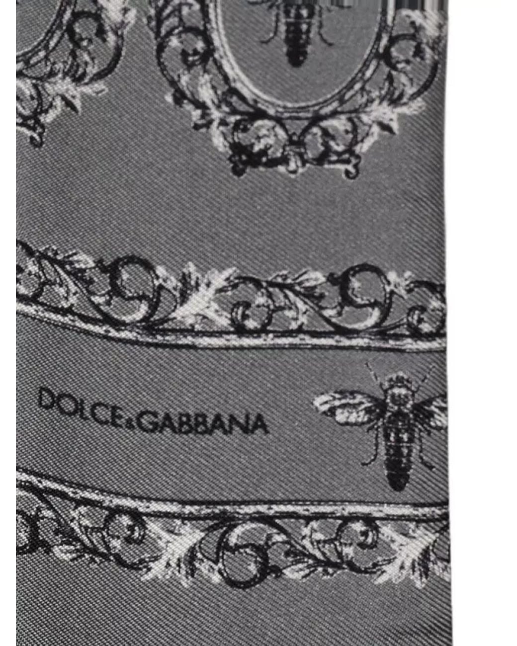 Dolce & Gabbana Gray Silk Skinny Twilly Scarf for men