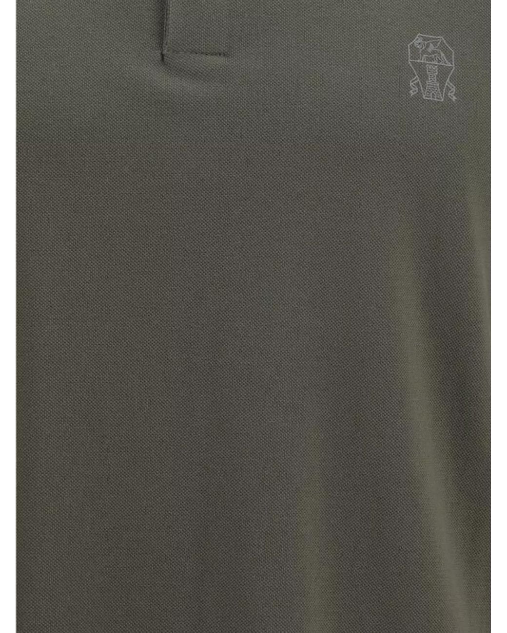 Brunello Cucinelli Green Bicolor Cotton Polo Shirt for men