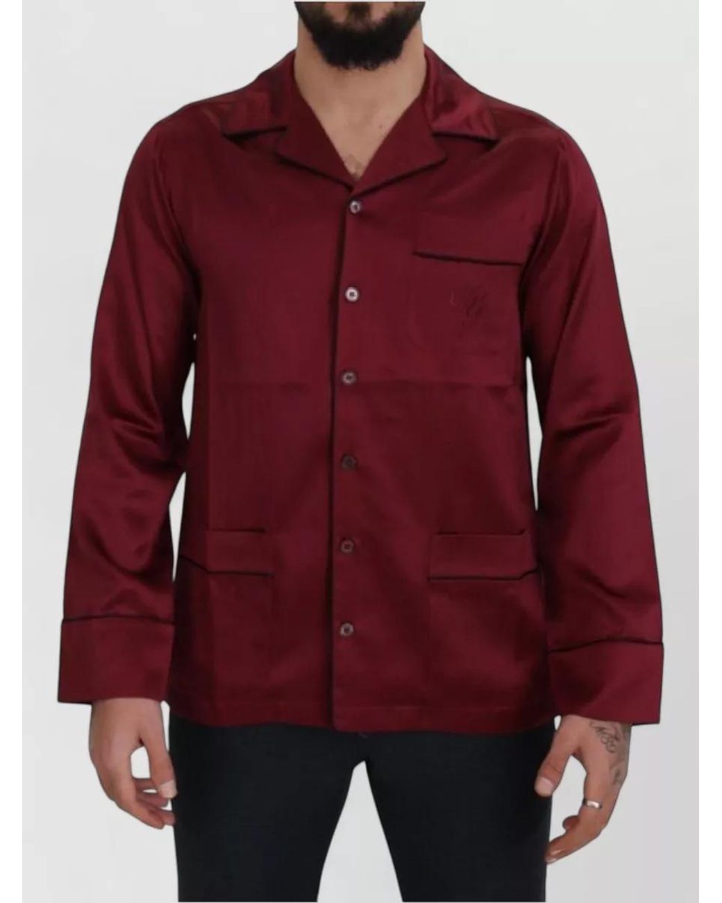 Dolce & Gabbana Red Silk Lounge Pajama Shirt for men