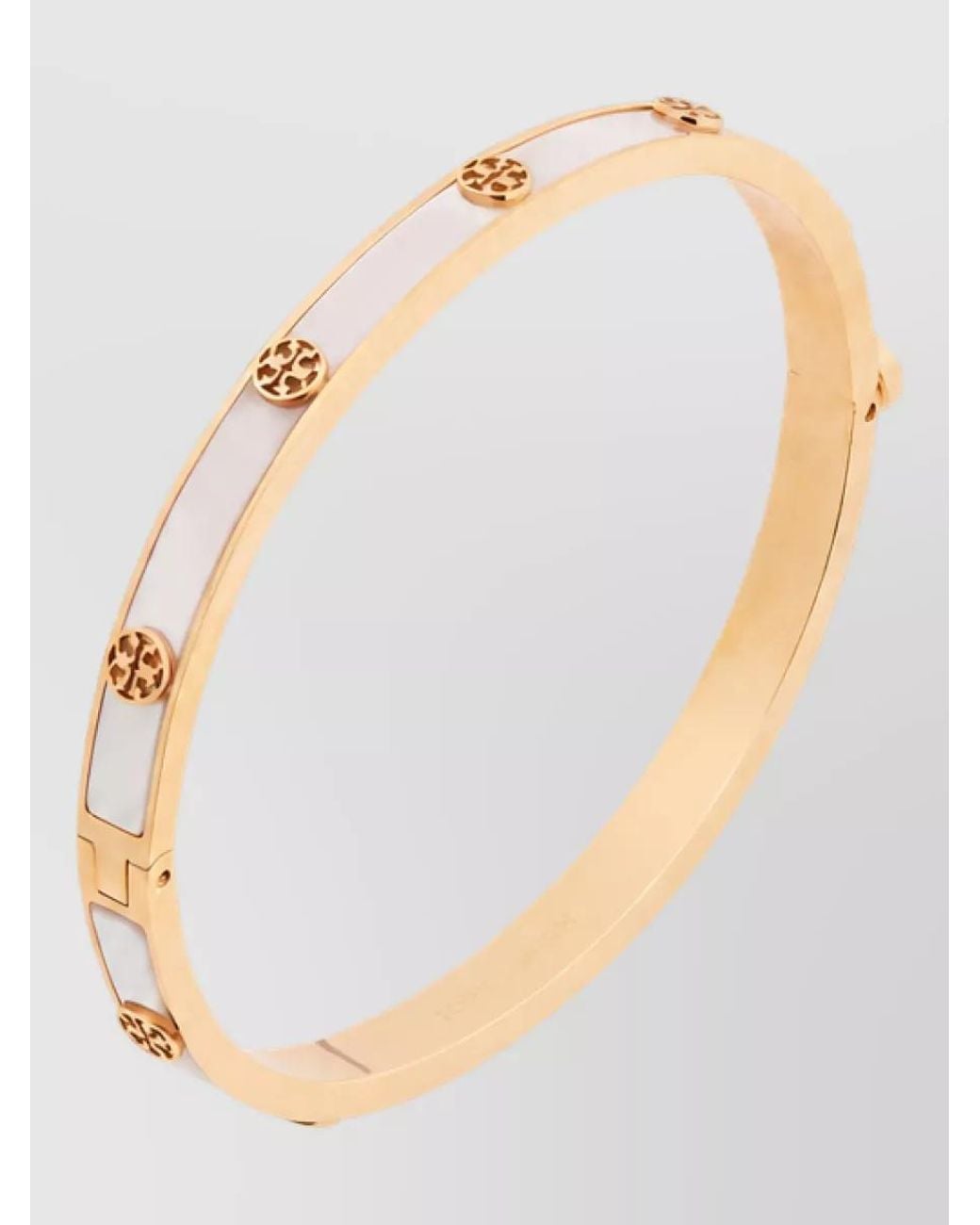 Tory Burch Natural Logo-Embossed Stainless Steel Bracelet