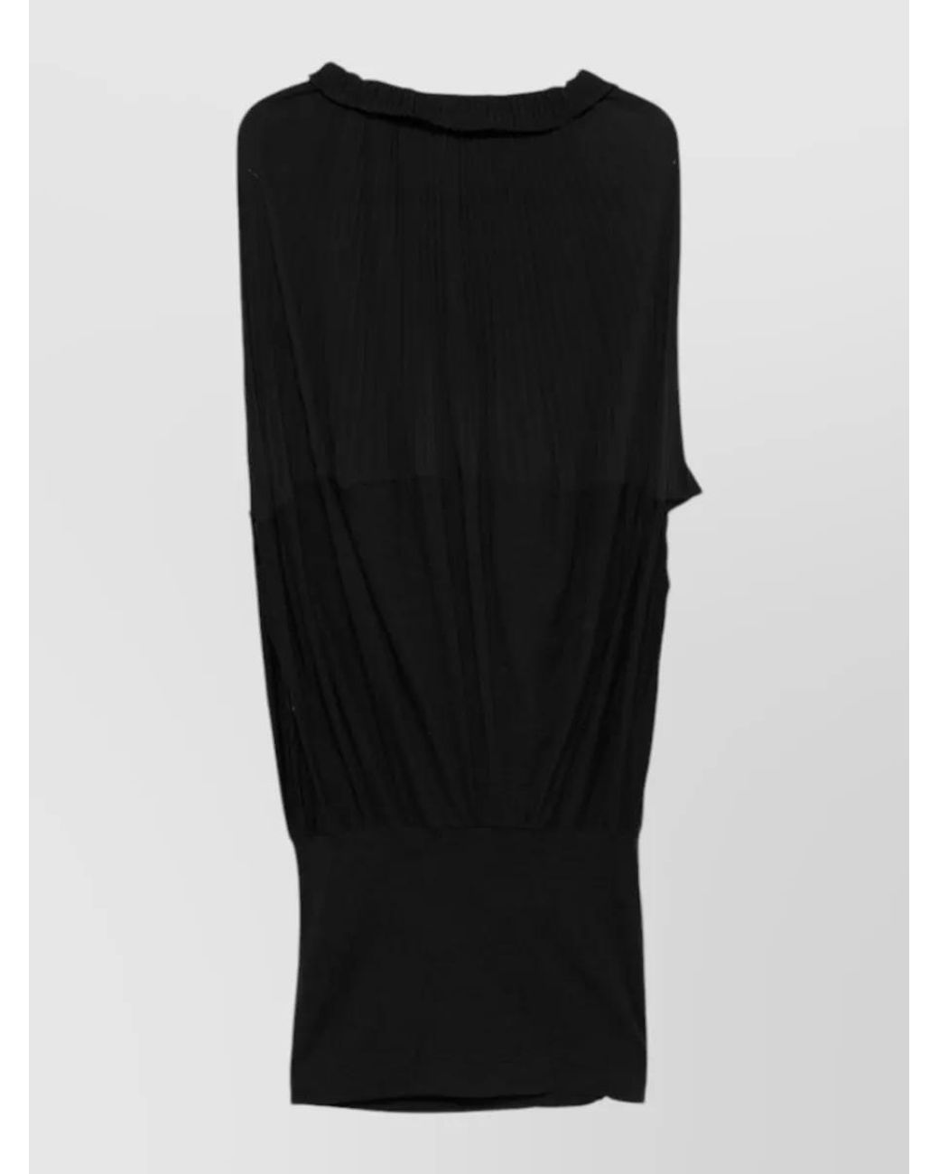 Junya Watanabe Black Pleated Draped Sleeveless Blouse