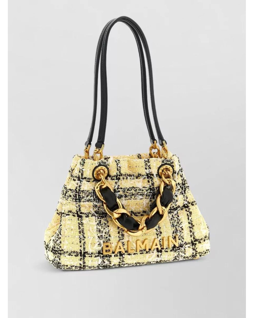 Balmain Metallic 1945 Small Tweed Tote Bag
