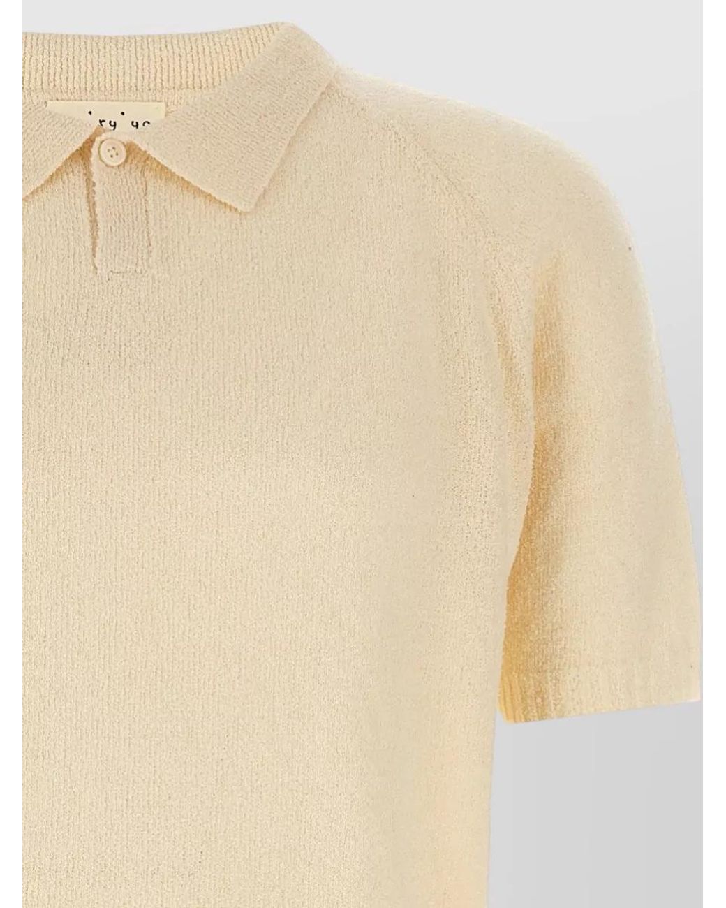 Ma'ry'ya Natural Bouclé Short-Sleeve Polo Shirt for men