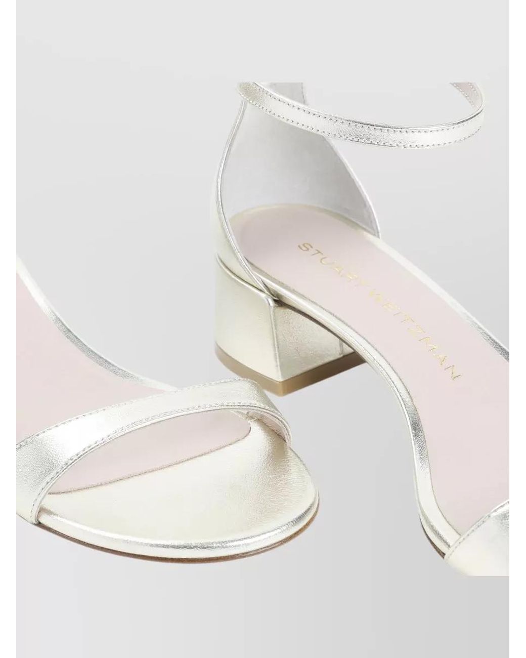 Stuart Weitzman White Leather Nudist Block 35 Sandals