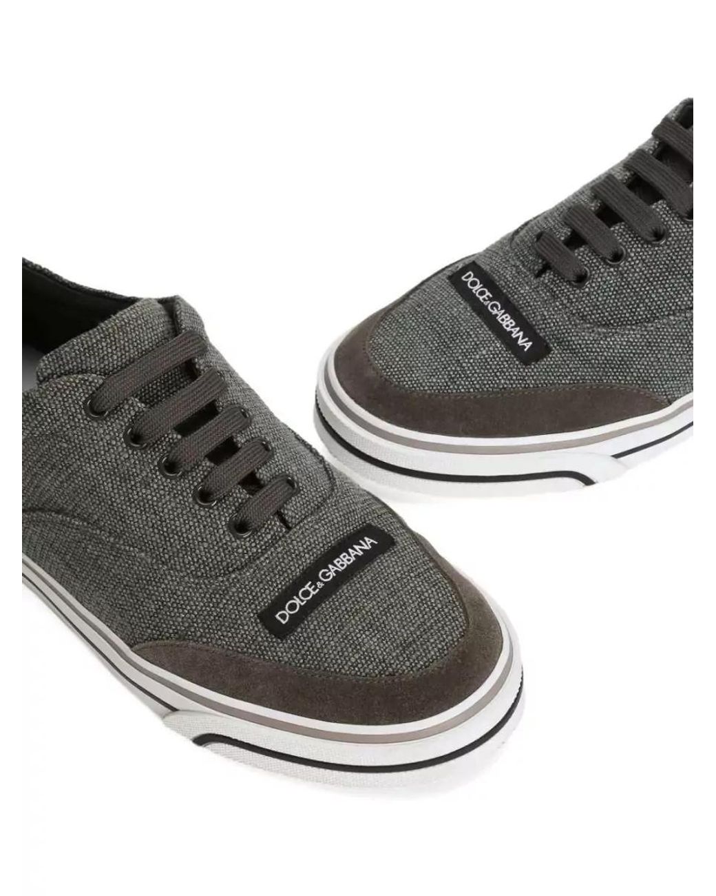 Dolce & Gabbana Gray Linen Low-Top Sneakers for men