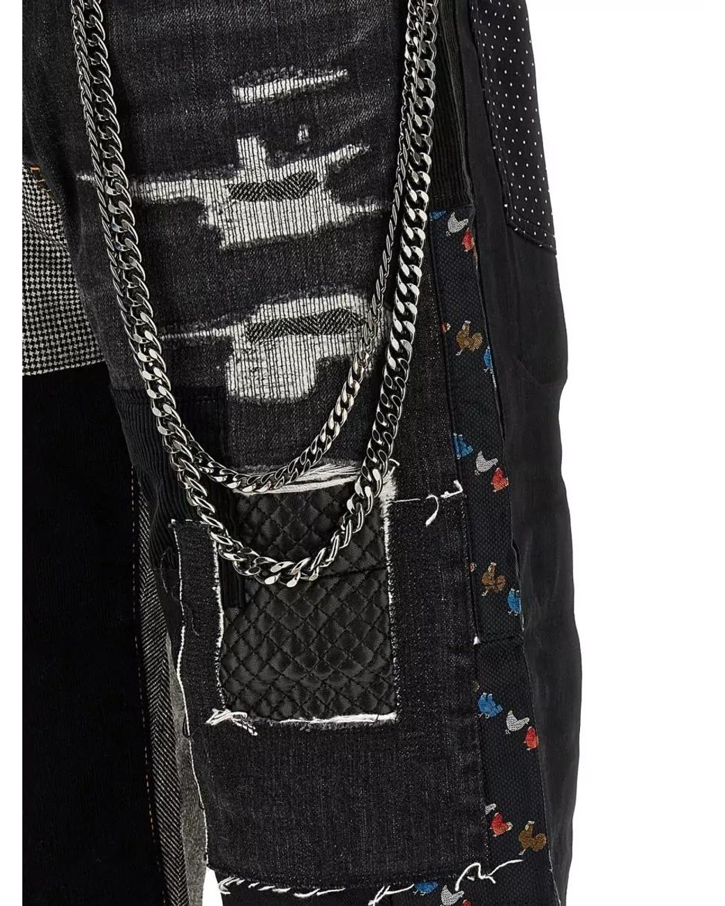 Junya Watanabe Black Patchwork Wide-Leg Denim Jeans for men