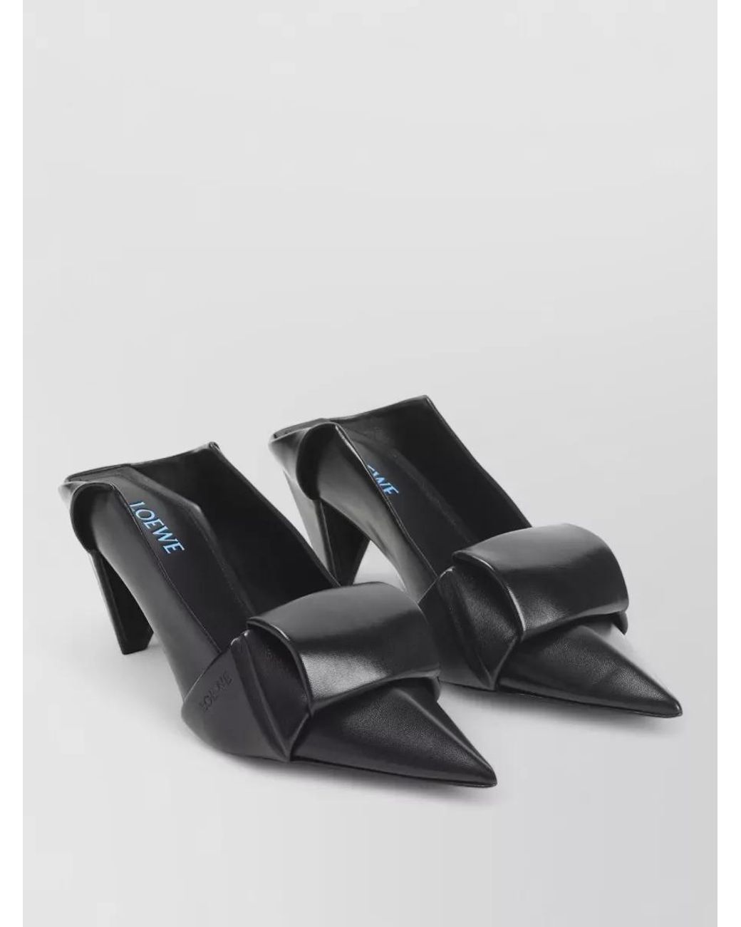 Loewe Black Leather Open-Back Mules