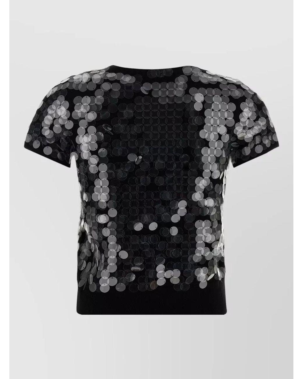 Max Mara Black Virgin Wool Sequined Short-Sleeve Sweater