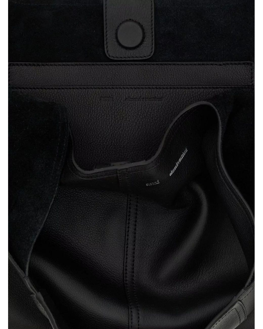 AMI Black Calf Leather Shoulder Bag