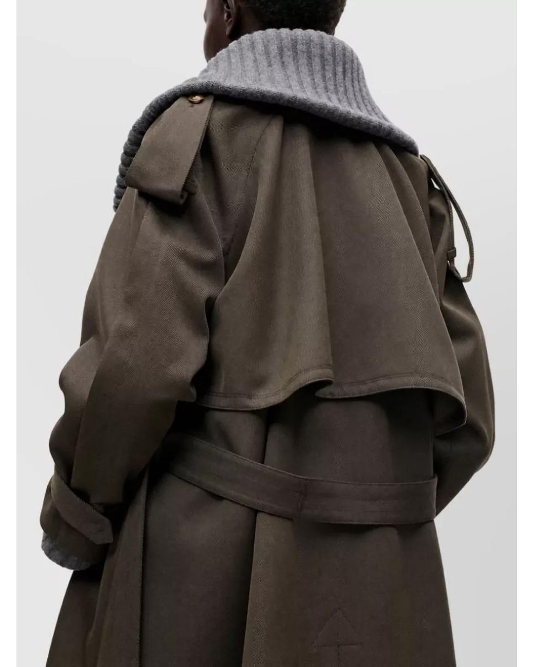 Victoria Beckham Brown Virgin Wool Double-Breasted Belted Trench Coat