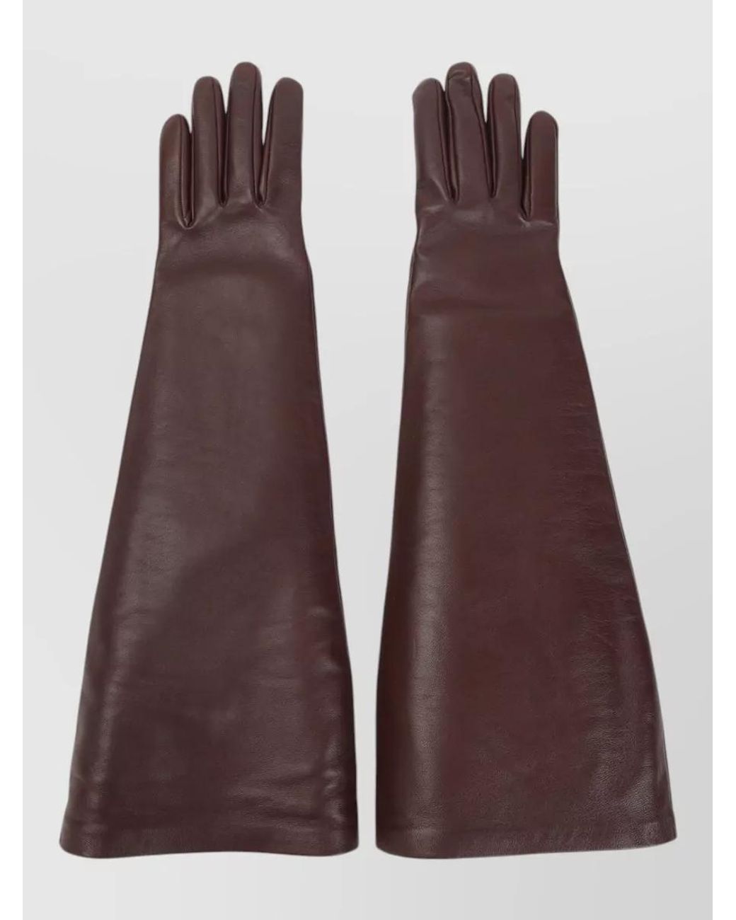 Saint Laurent Brown Leather Long Gloves