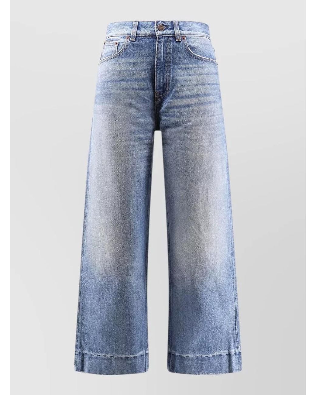 Chloé Blue Denim High-Rise Cropped Wide-Leg Jeans