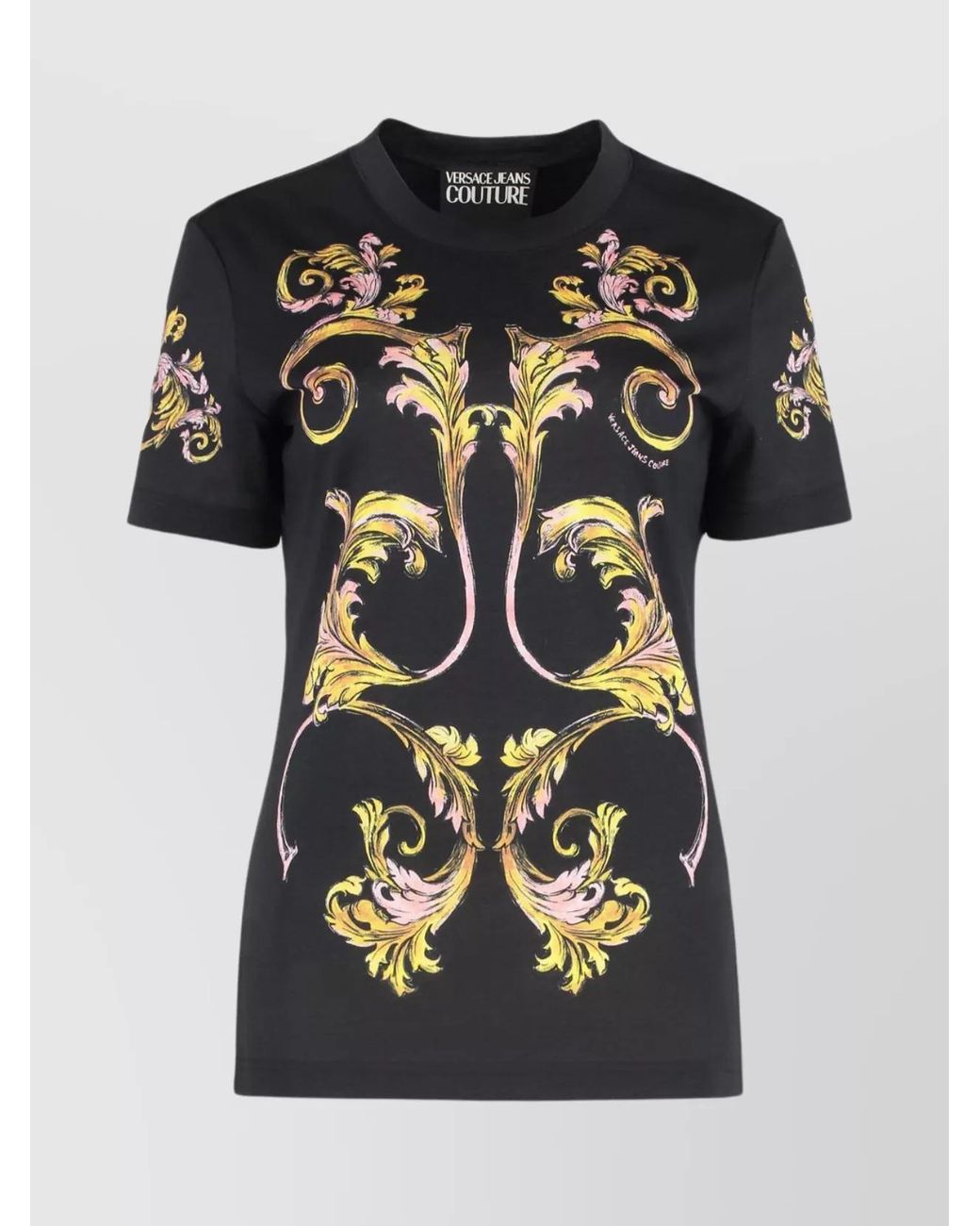Versace Jeans Couture Black Cotton Ribbed Crew-Neck T-Shirt