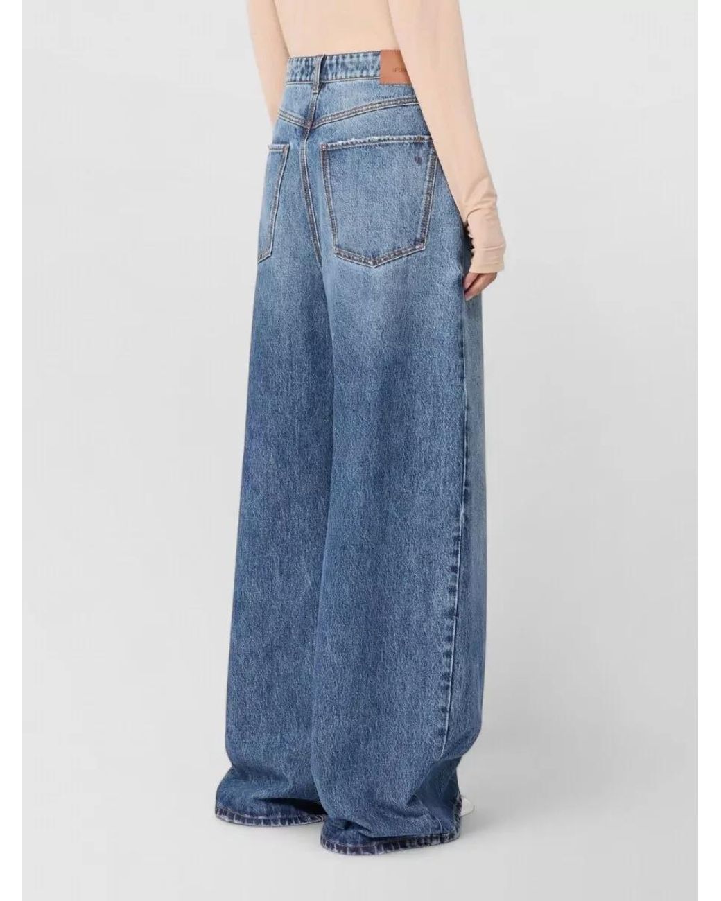 Sportmax Blue Denim Oversized Low-Rise Wide-Leg Jeans