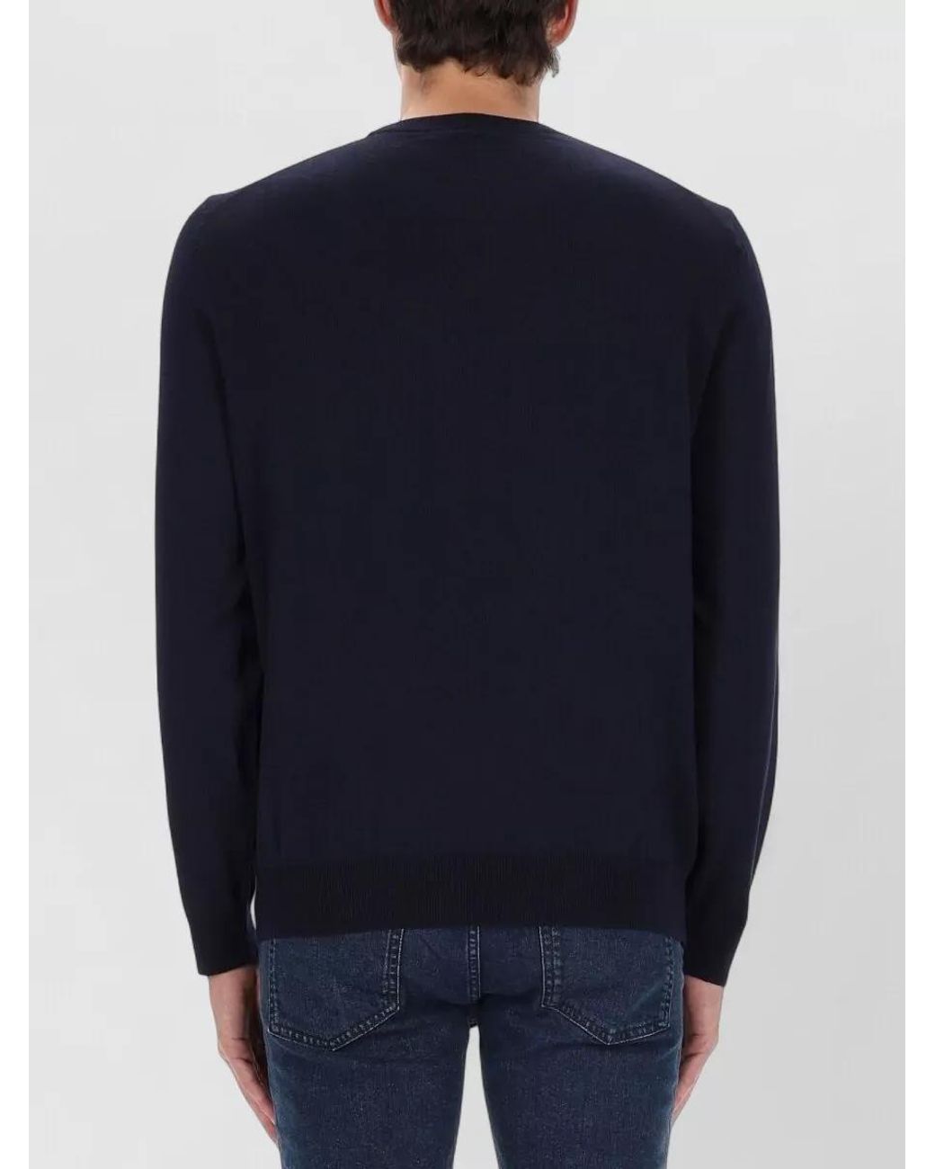 Boss Blue Virgin Wool Regular-Fit Jumper for men