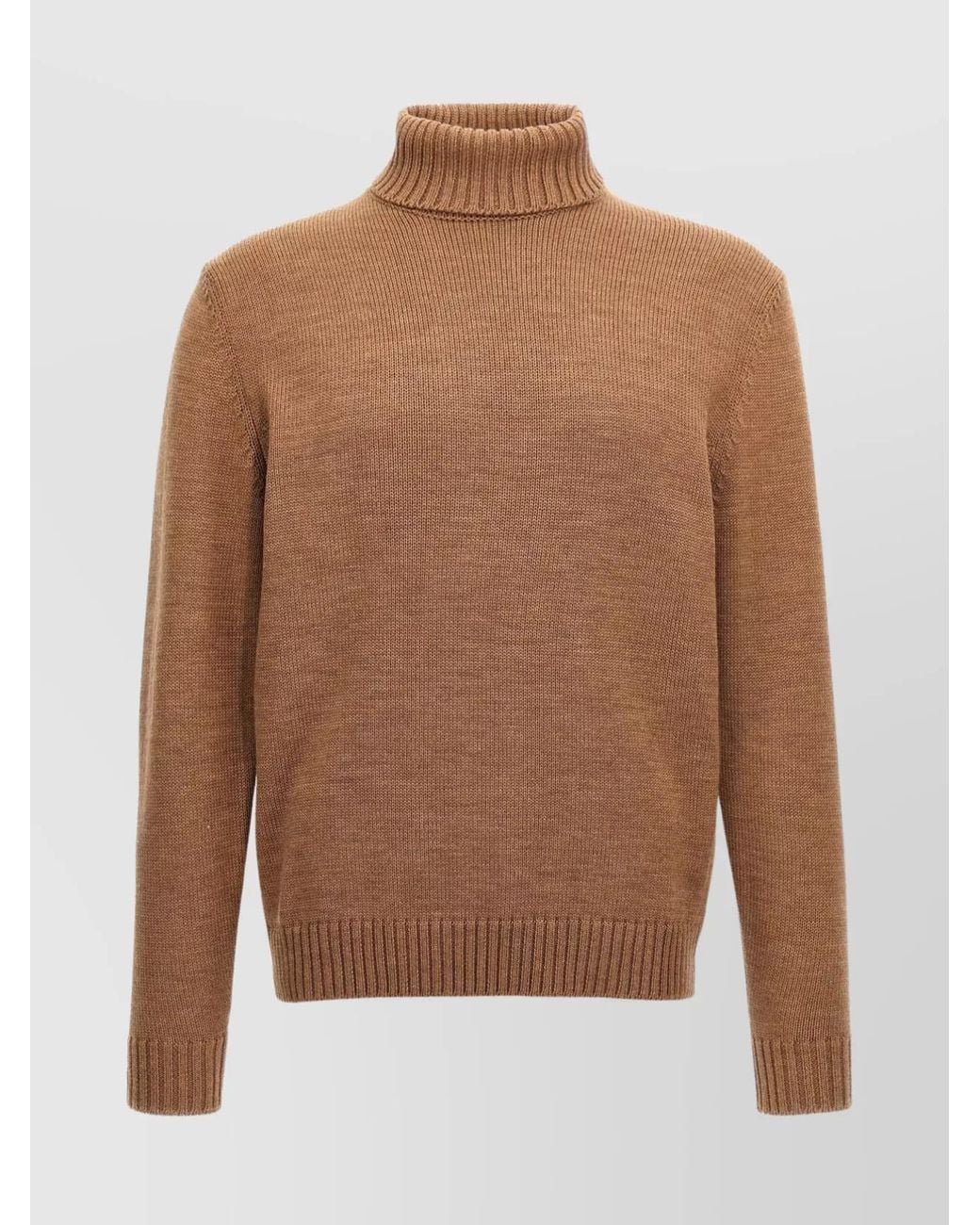 Zanone Brown Virgin Wool Turtleneck Jumper for men