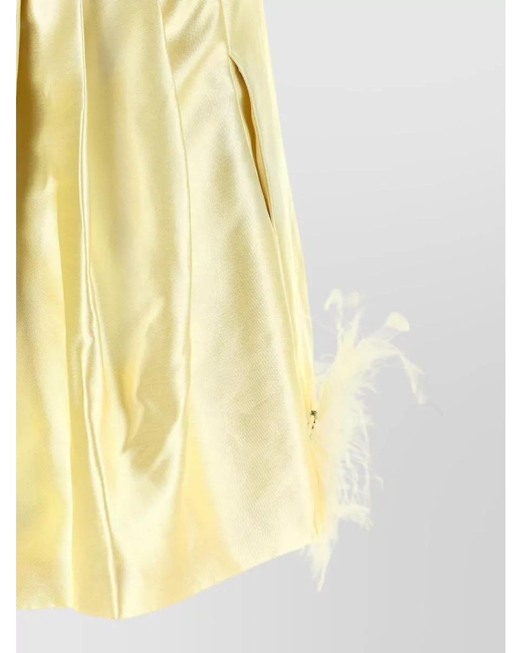 Self-Portrait Yellow Feather-Trim Mini Dress