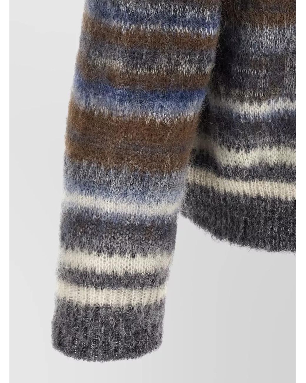 Isabel Marant Gray Wool Striped Oversized Crew Neck Sweater for men