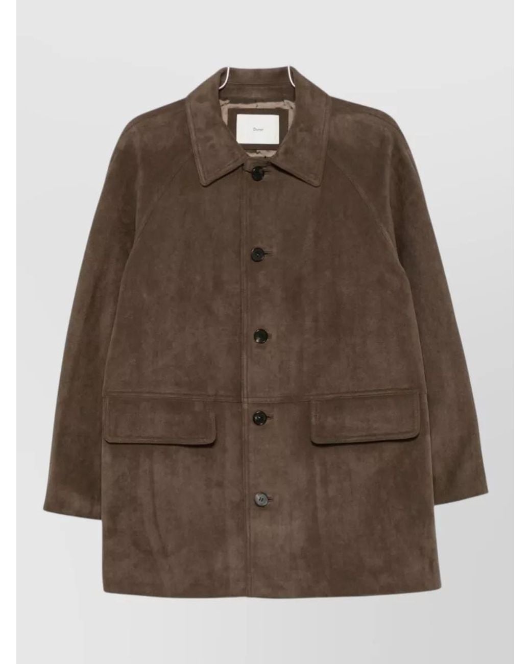 DUNST Brown Leather Single-Breasted Coat