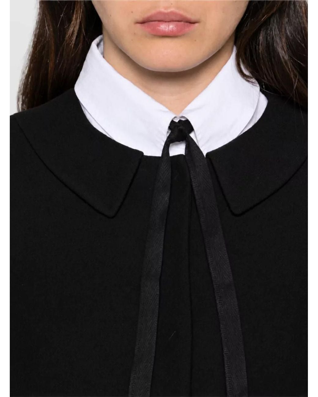 Emporio Armani Black Bow Detail Peter Pan Collar Wool Blend Blazer