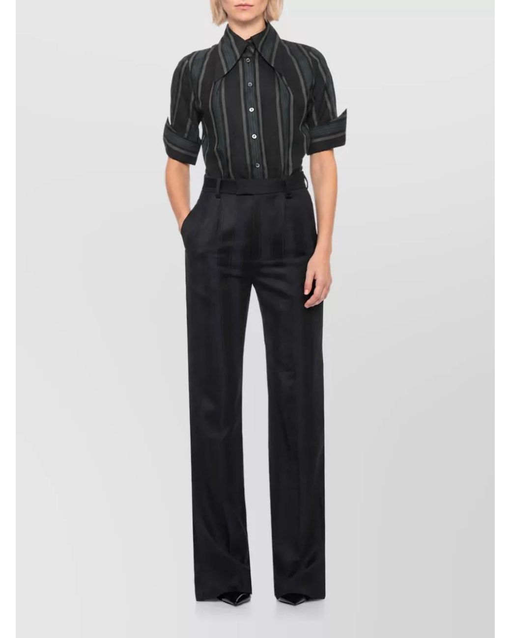 Vivienne Westwood Black Striped Embroidered Short-Sleeve Shirt