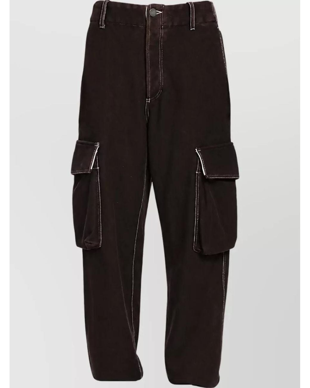 Uma Wang Black Wool Cropped Cargo Trousers for men