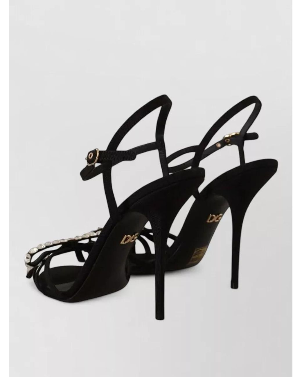 Dolce & Gabbana Black Crystal Embellished Ankle Strap Sandals