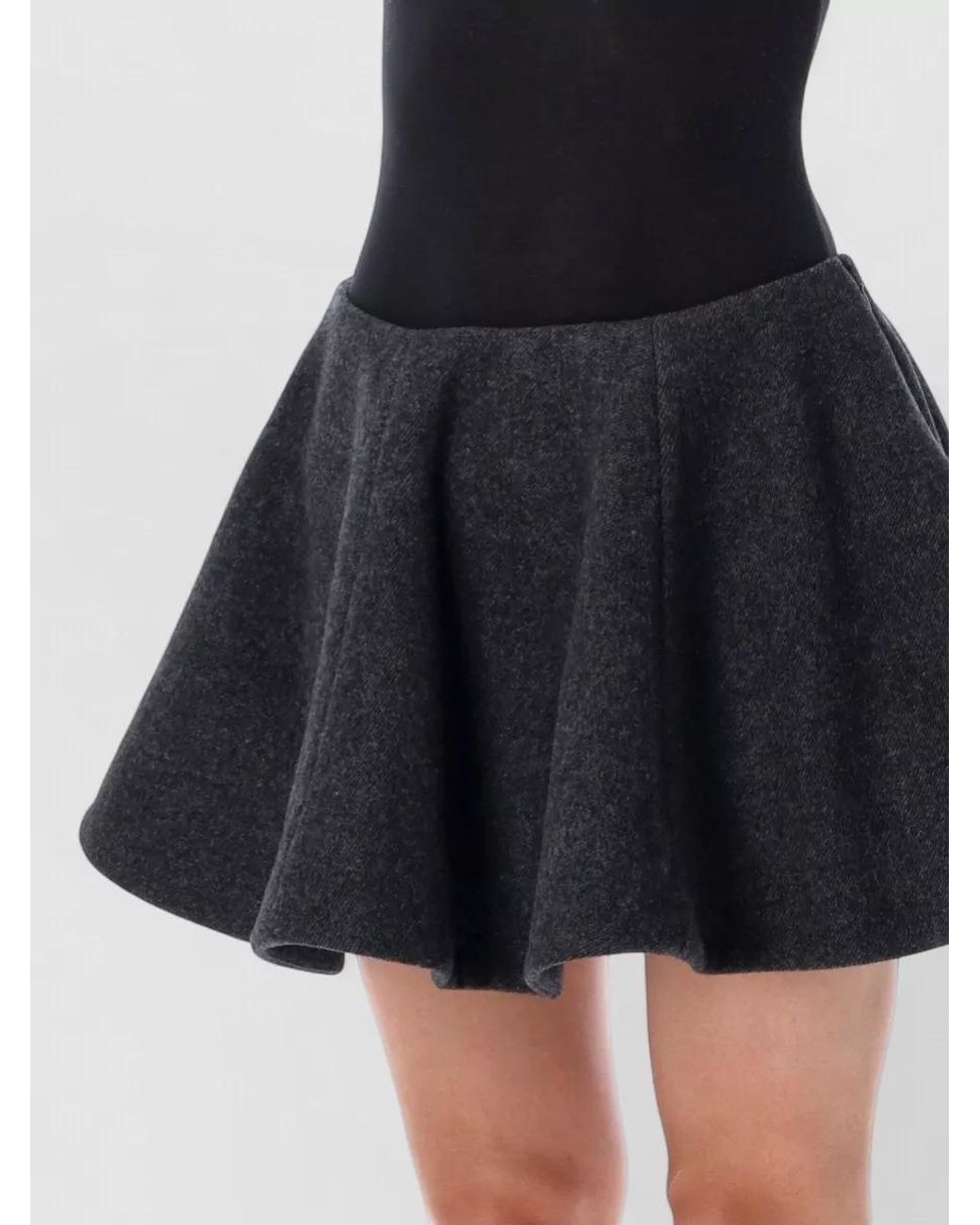 Ganni Blue Cashmere Wool High-Rise Flared Mini Skirt