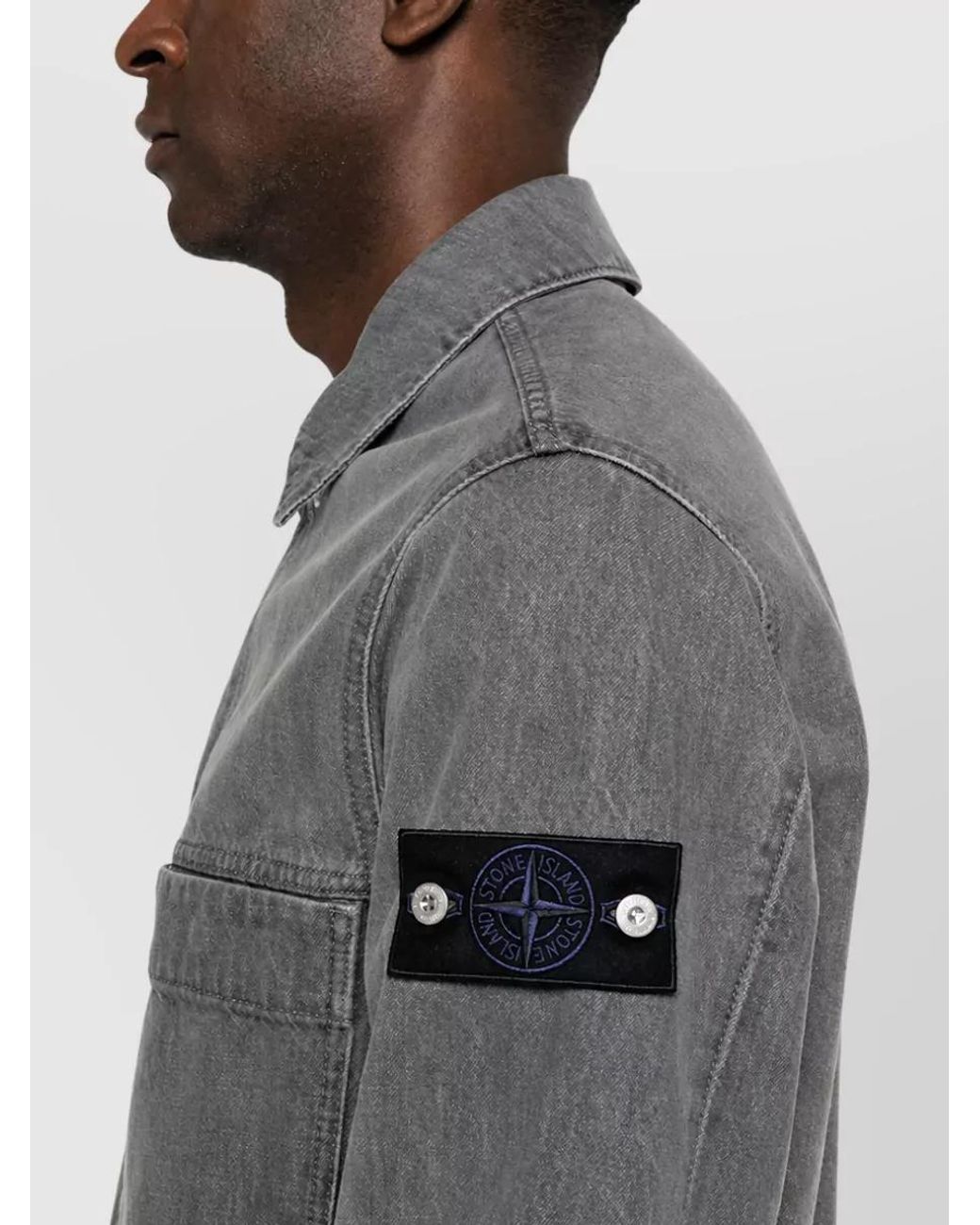 Stone Island Gray Denim Jacket for men