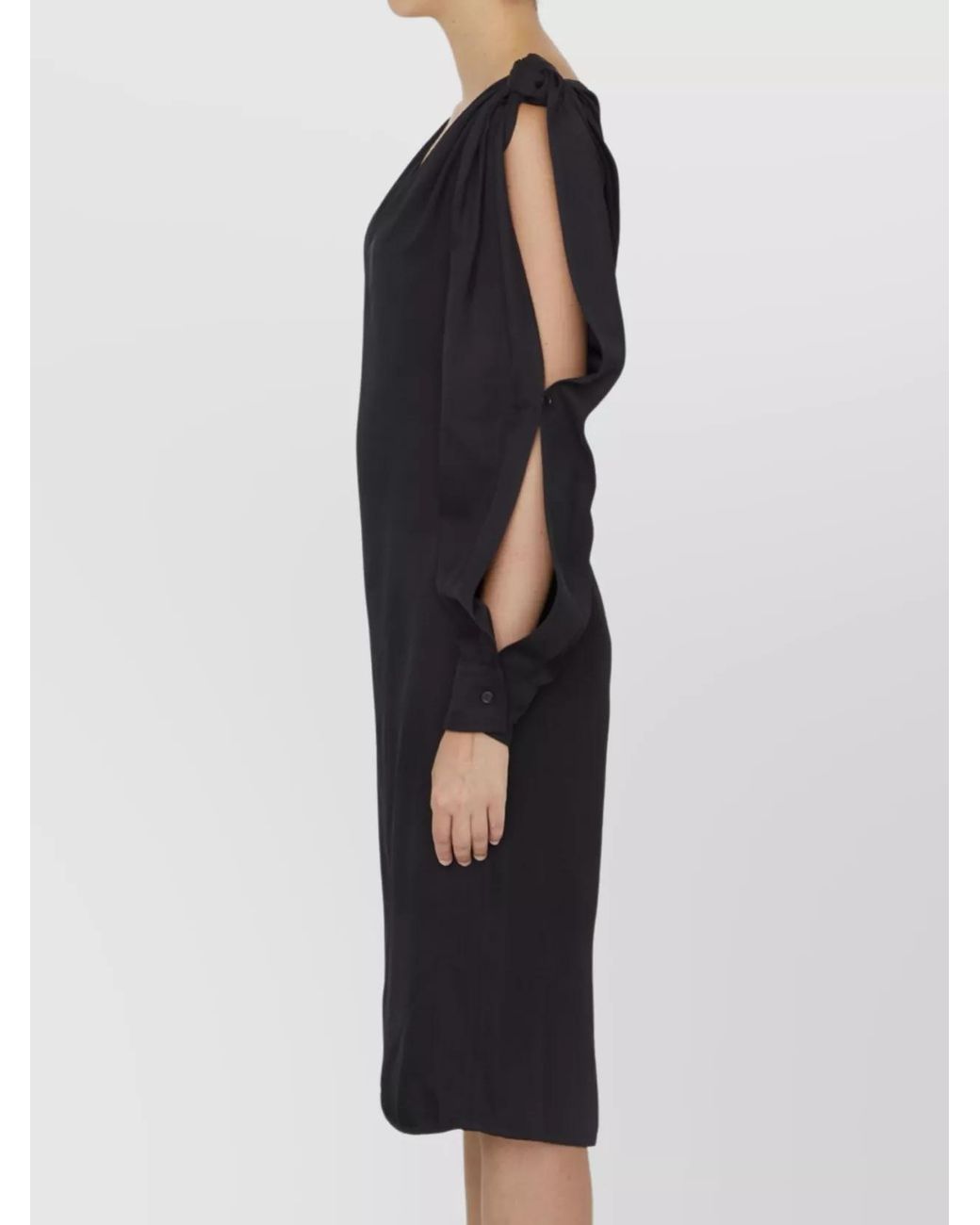 Bottega Veneta Black Knotted Midi Dress