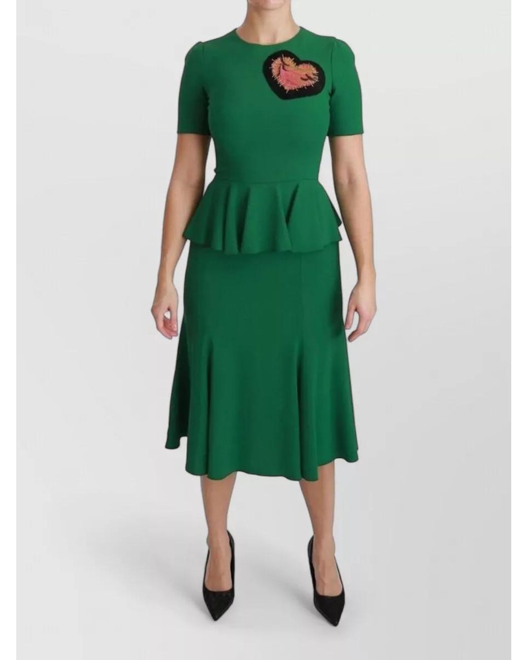 Dolce & Gabbana Green Viscose Mermaid Midi Dress