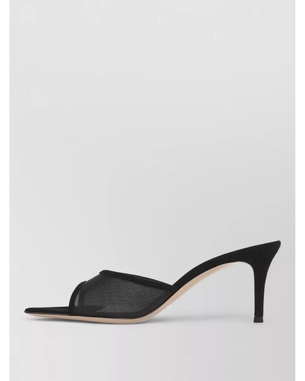Gianvito Rossi Black Suede Leather Mesh Mules