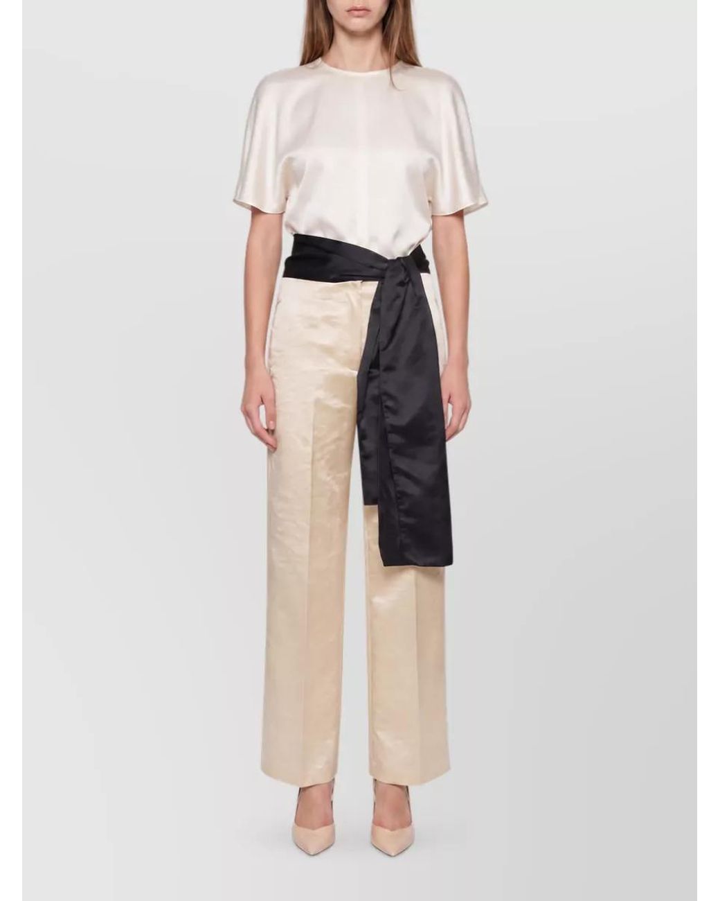 Forte_forte Black Hammered Effect Straight-Leg Suit Trousers