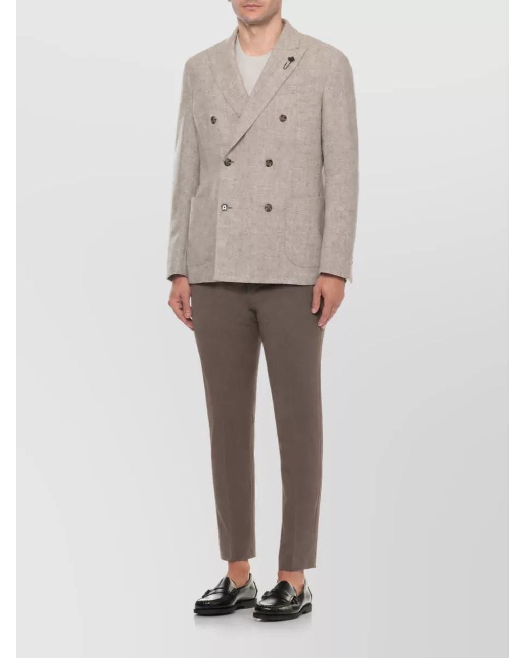Lardini Natural Virgin Wool Double-Breasted Blazer for men