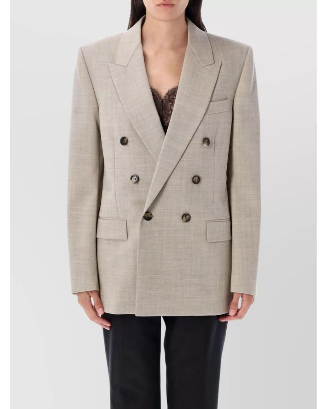 Saint Laurent Natural Wool Double-Breasted Blazer