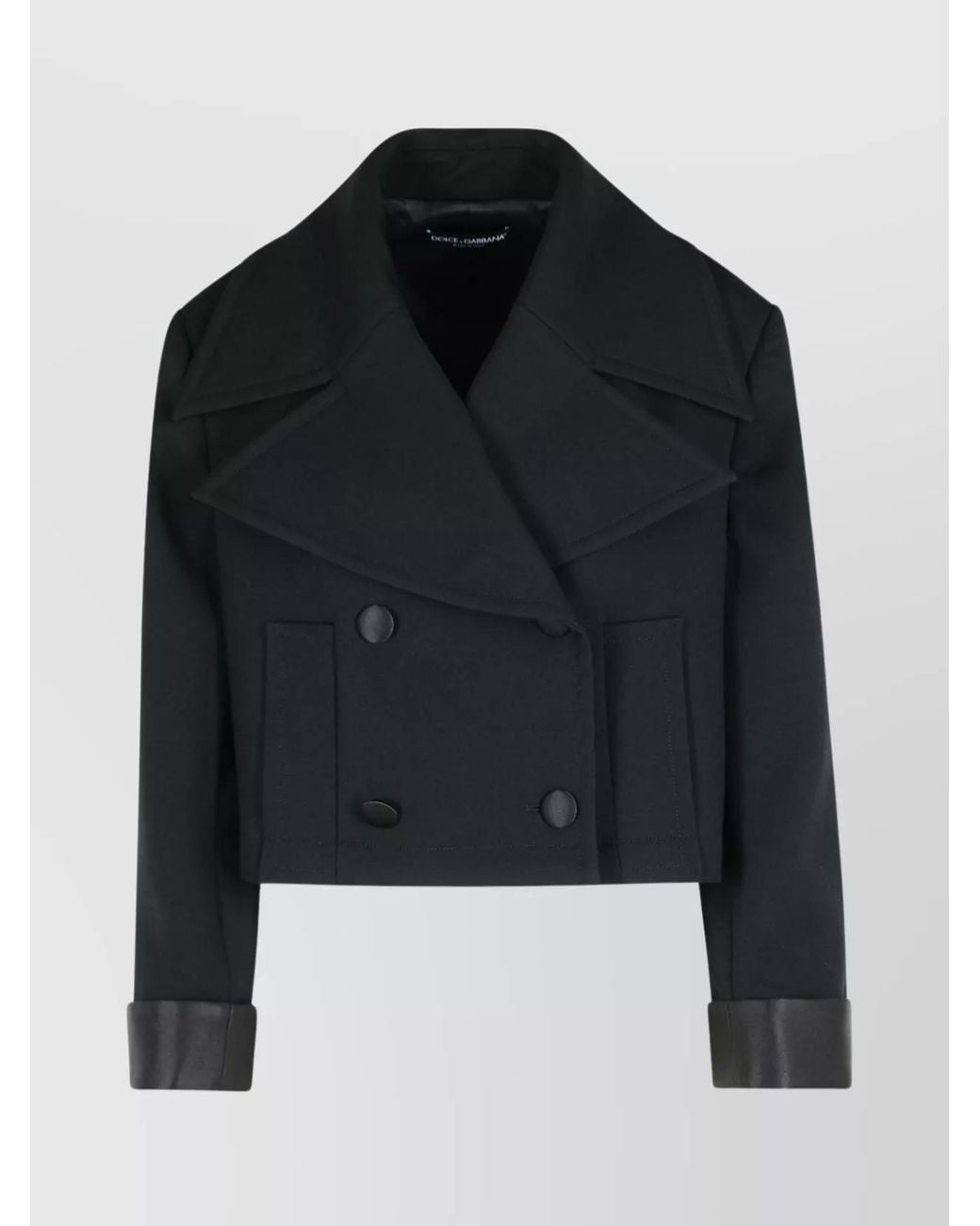Dolce & Gabbana Black Wool Silk Double-Breasted Cropped Jacket